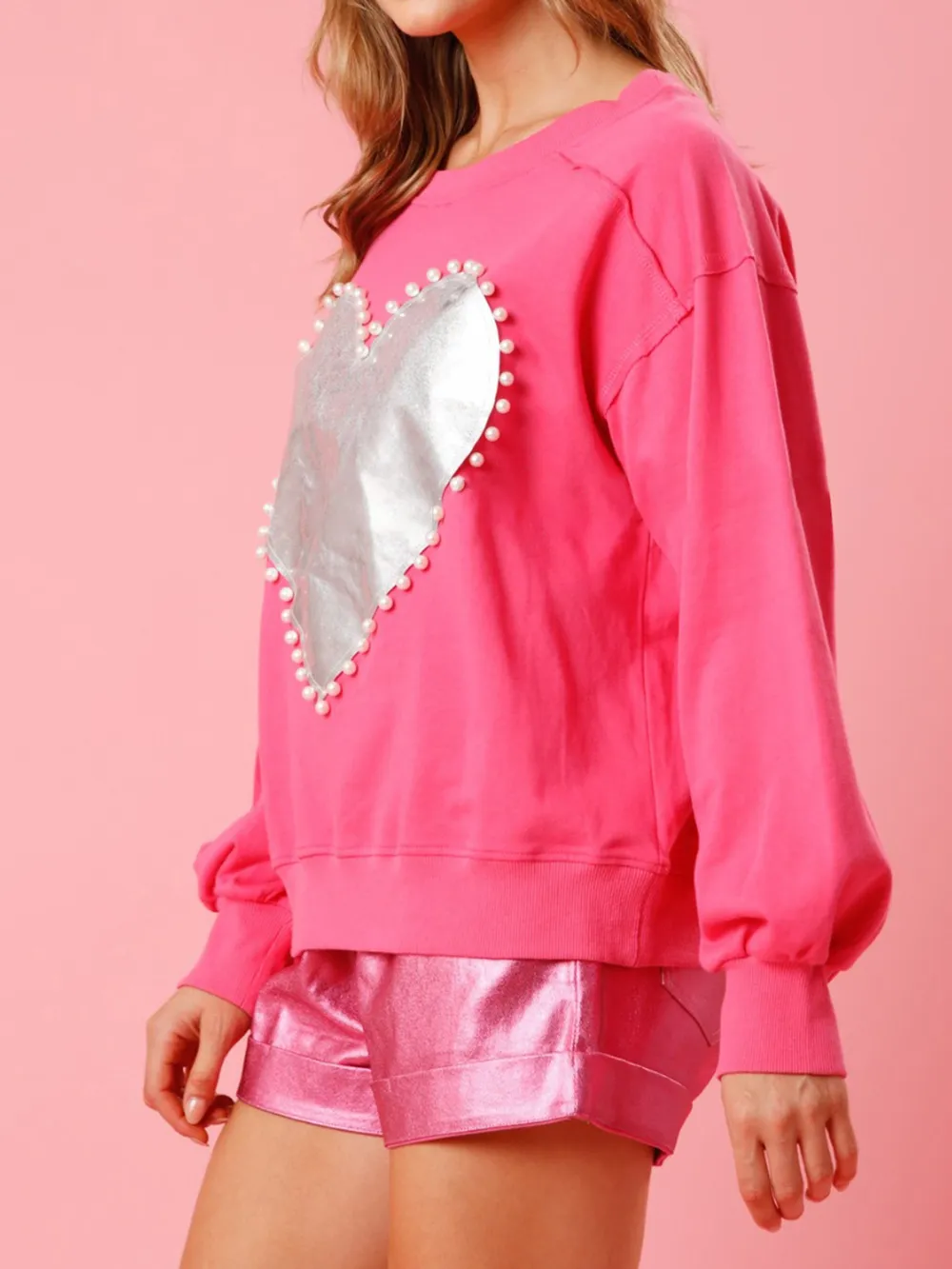 Pearl Trim Round Neck Sweatshirt, image 7