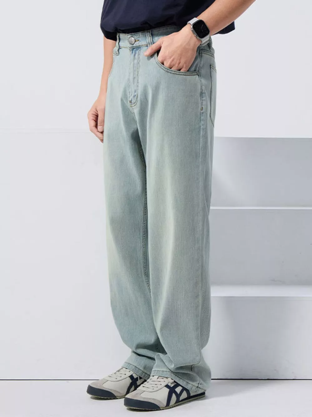 Men's Vintage Wash Loose Fit Jeans, image 12