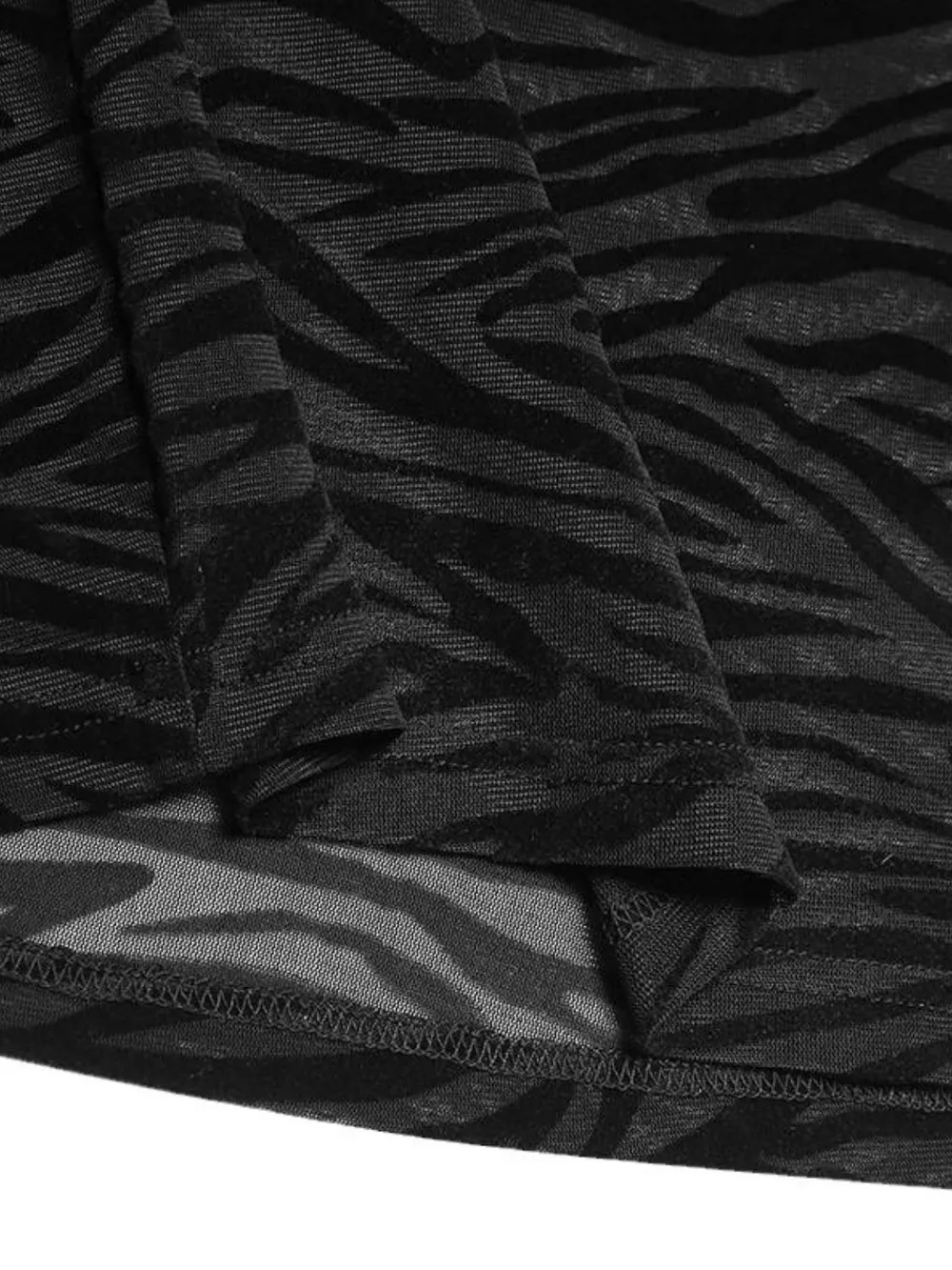 Men's Zebra Print Mock Neck Long Sleeve Mesh Top, image 5