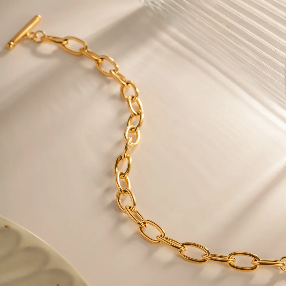 18K Gold-Plated Stainless Steel Toggle Chain Bracelet, image 2