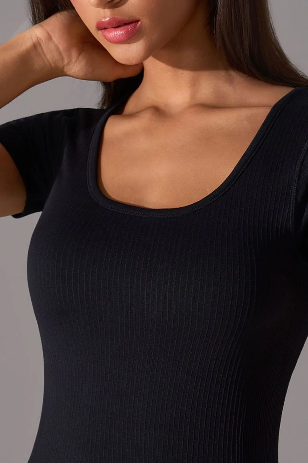 Square Neck Active T-Shirt with Detachable Chest Pads, image 11