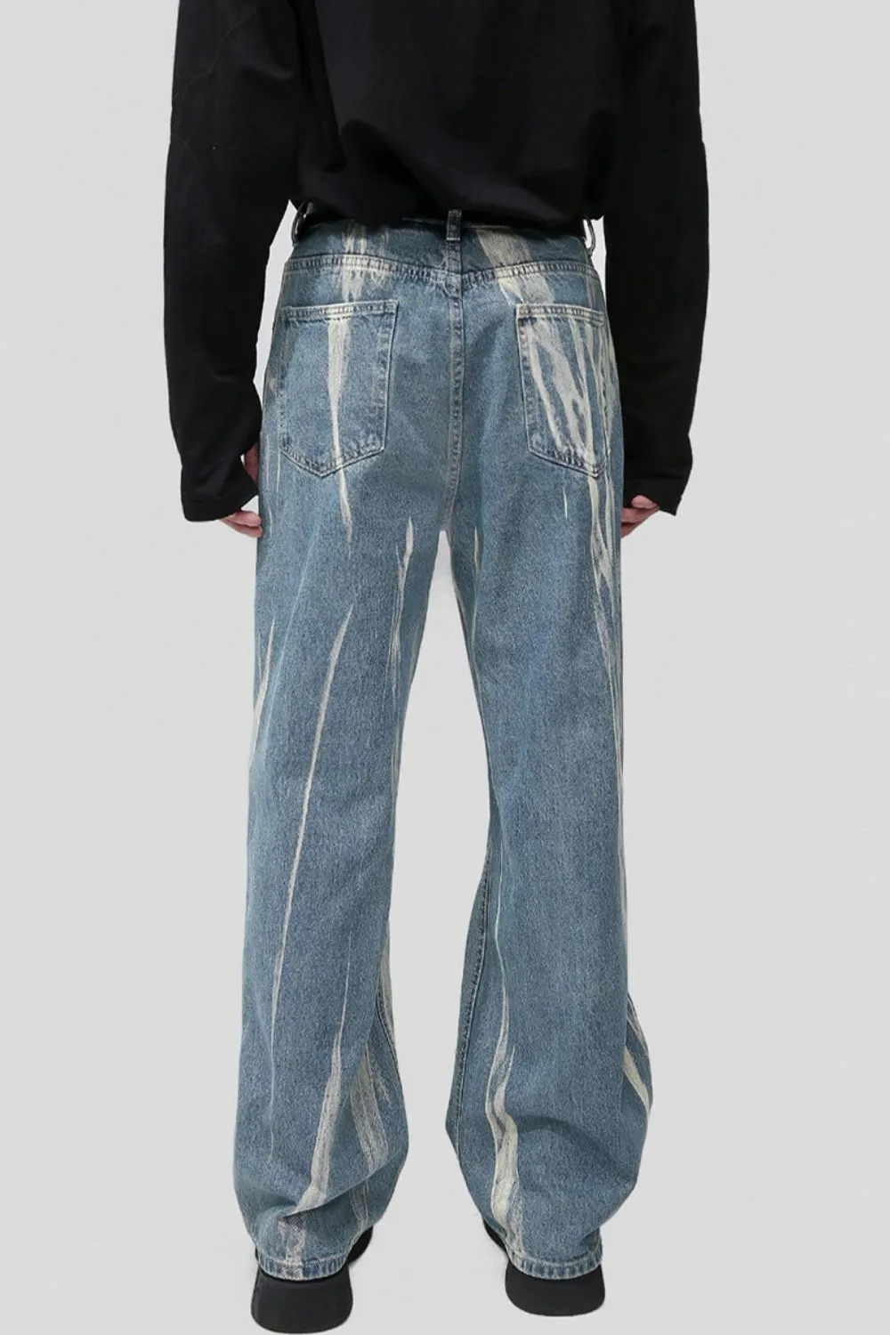 Paint Wide Leg Men's Jeans with Pockets, image 4