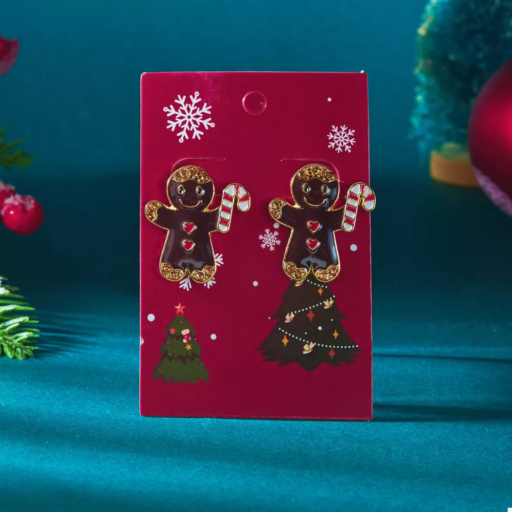 Alloy Gingerbread Man Stud Earrings, image 10