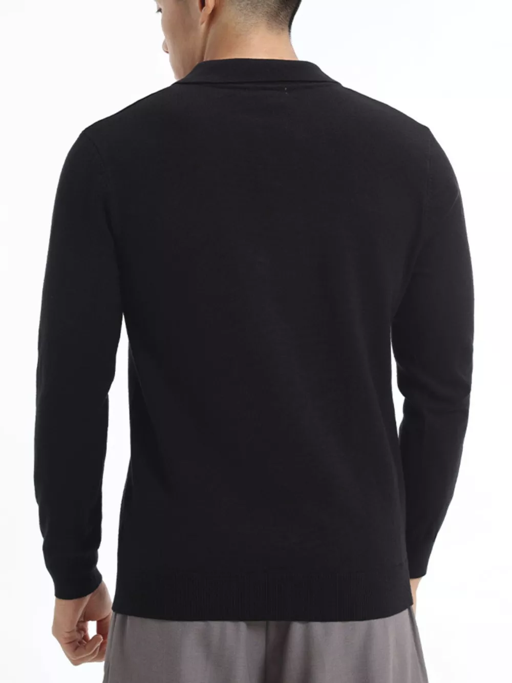 Men's Plus Size Long Sleeve Polo Collar Knit Top, image 6