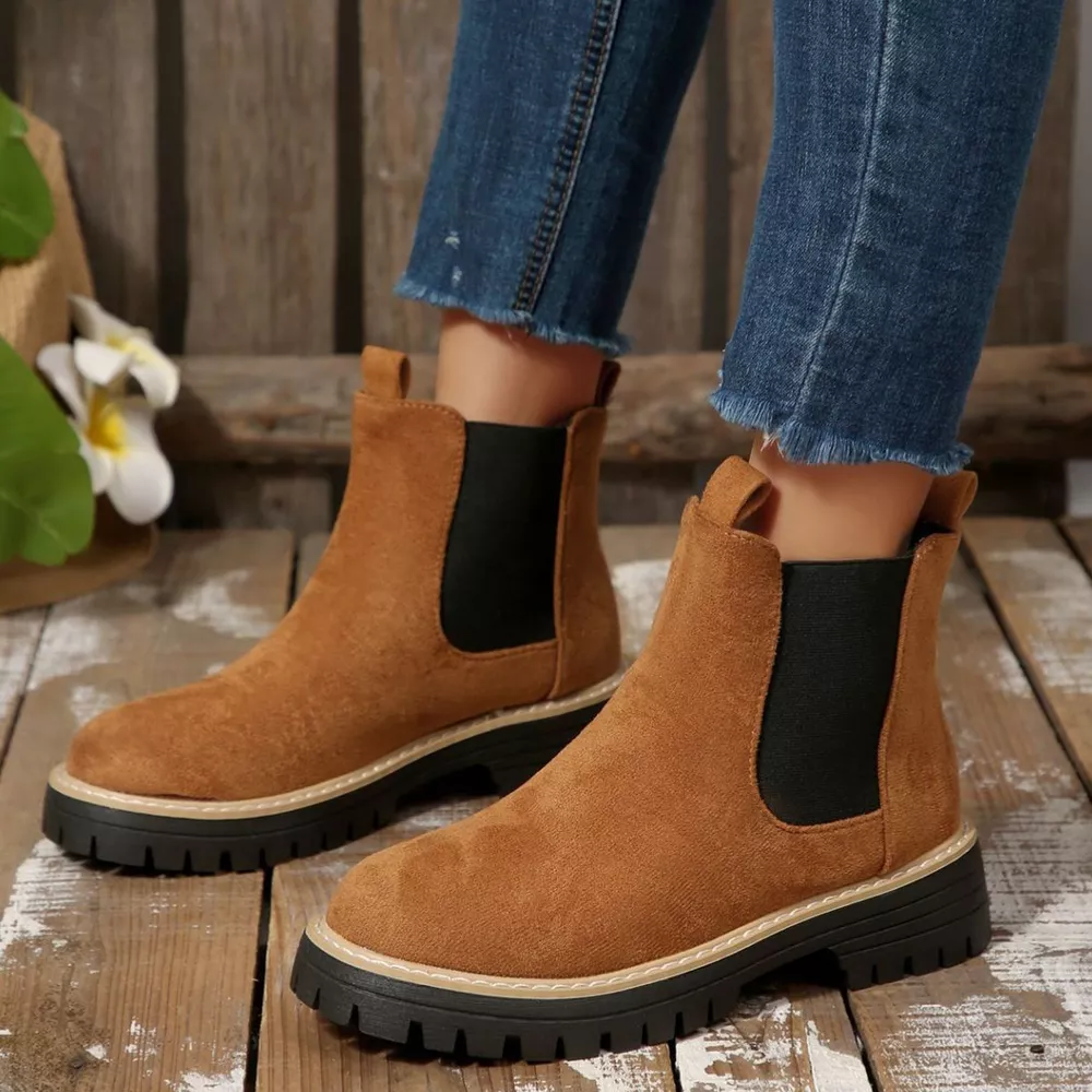 Round Toe Block Heels Boots, image 34