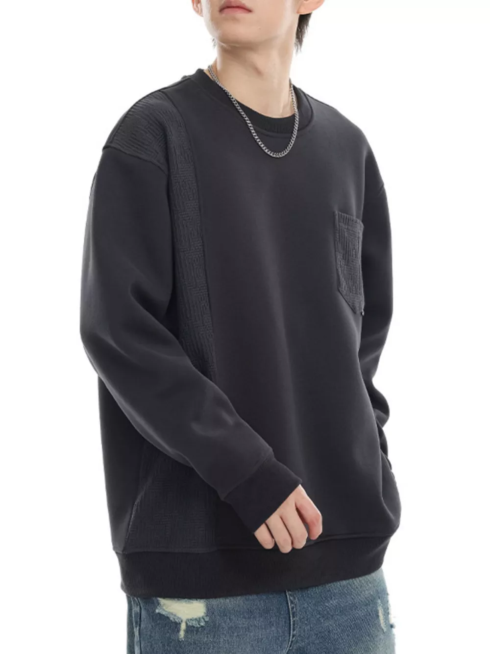 Men's Plus Size Casual Round Neck Long Sleeve Sweatshirt, image 4