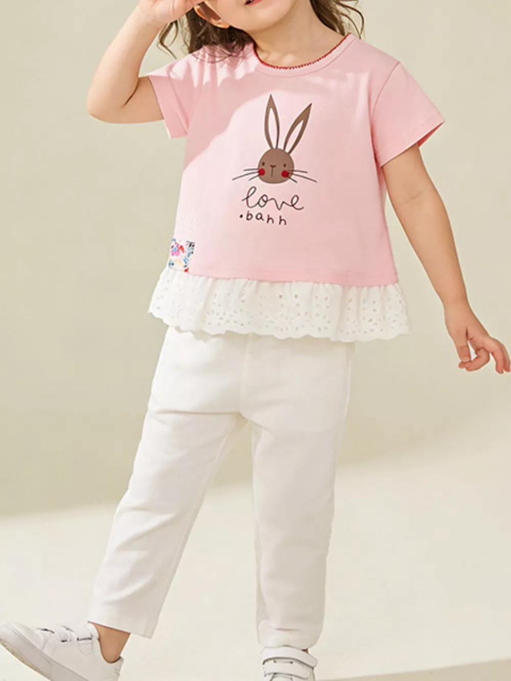 Children's Bunny Graphic Ruffle Hem T-Shirt, image 3
