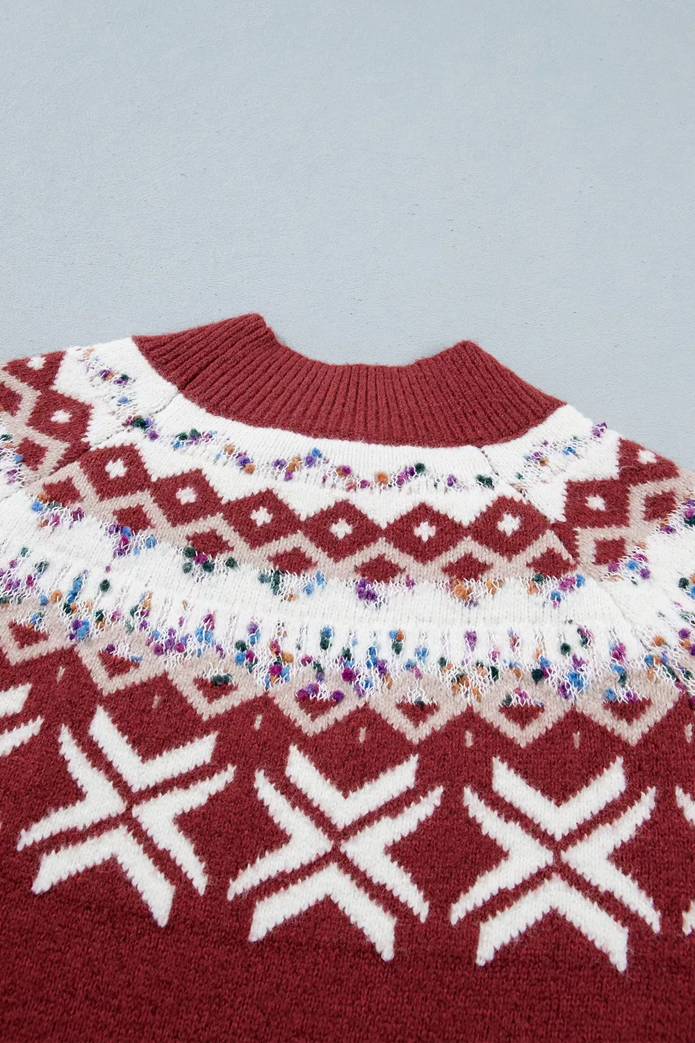 Christmas Theme Geometric Pattern Knit Round Neck Shift Sweater, image 9