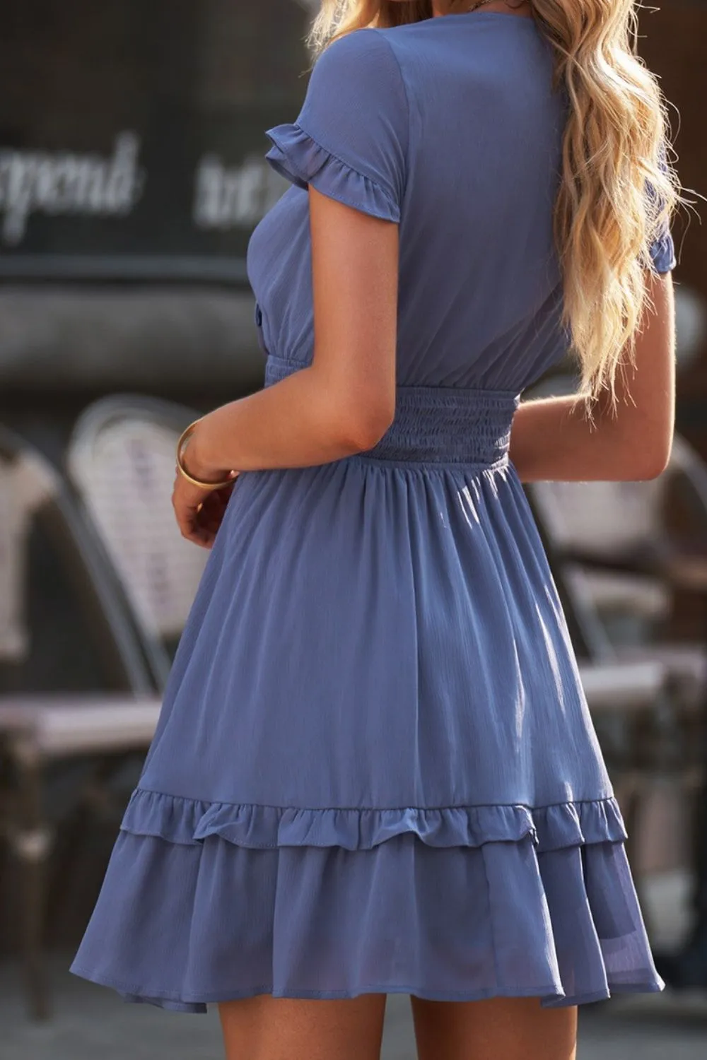 Tie-Front Mini Dress with Smocked Waist, image 13