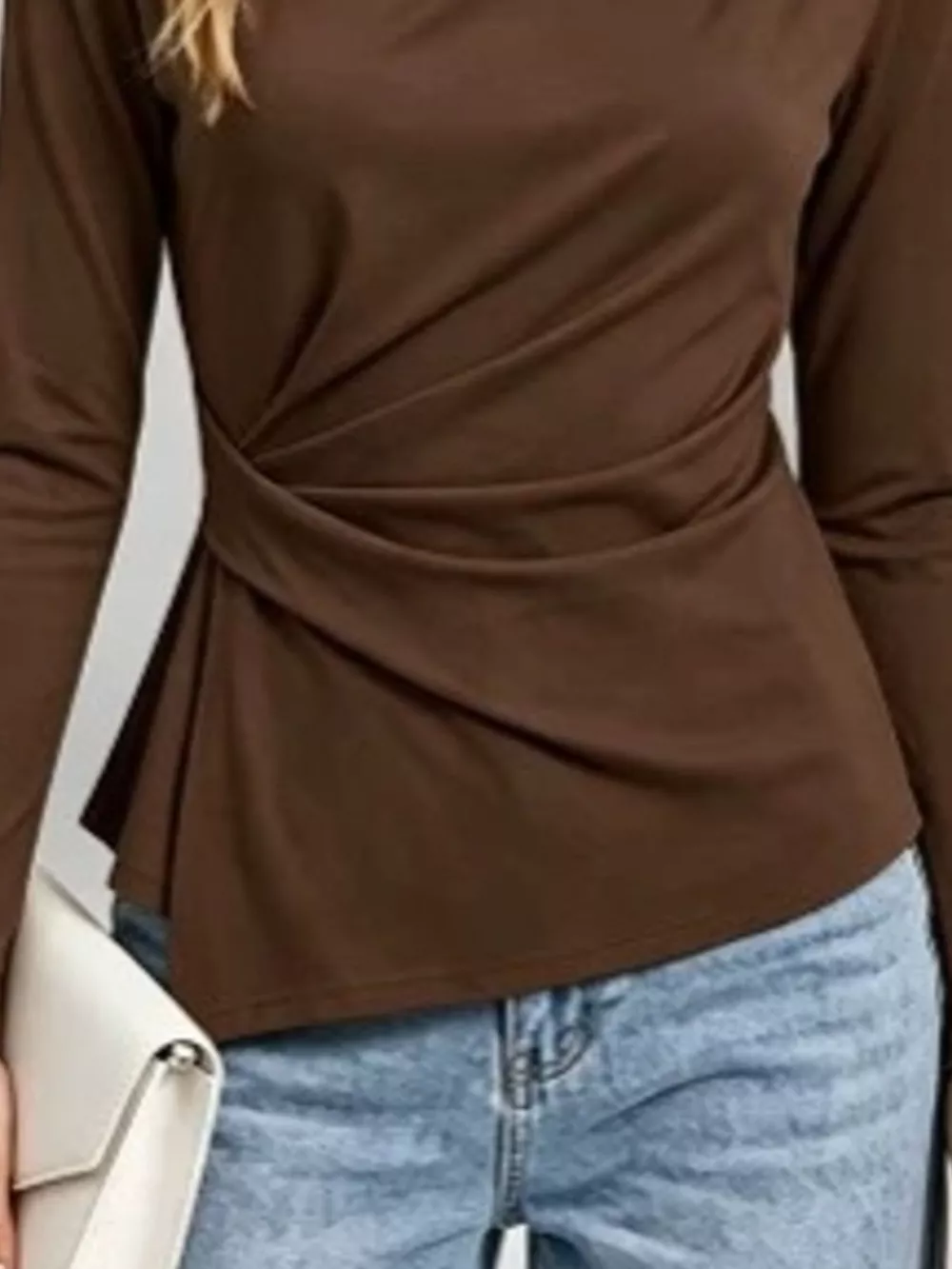 Ruched Waist Long Sleeve T-Shirt, image 12