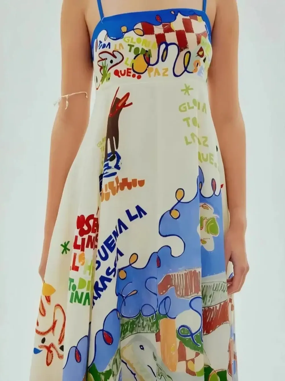 Printed Square Neck Cami Dress, image 3