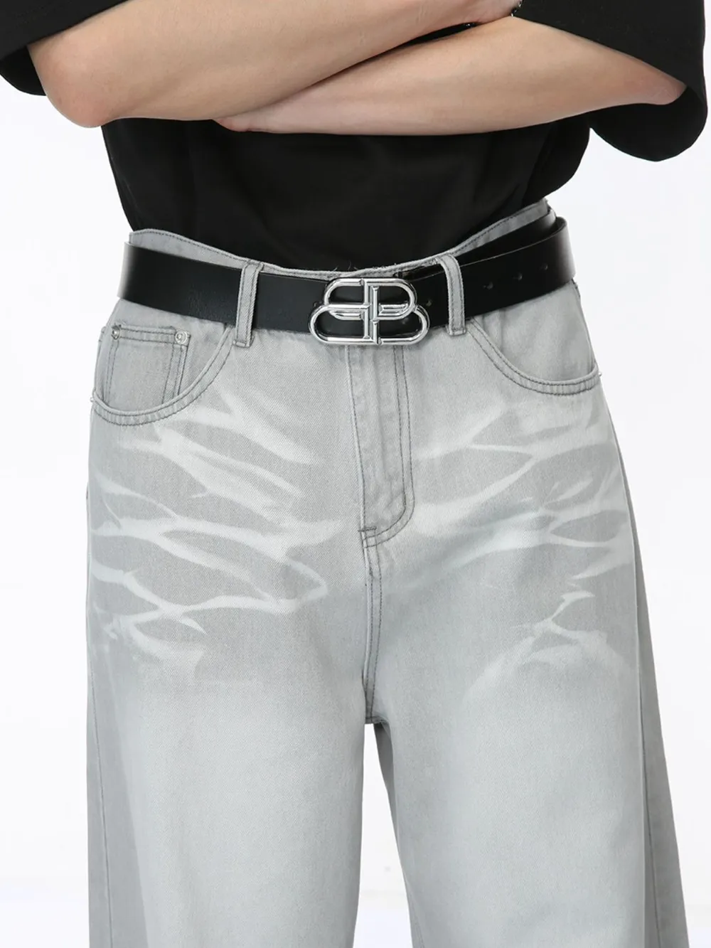 Washed Cat Whisker Straight-Leg Jeans, image 5