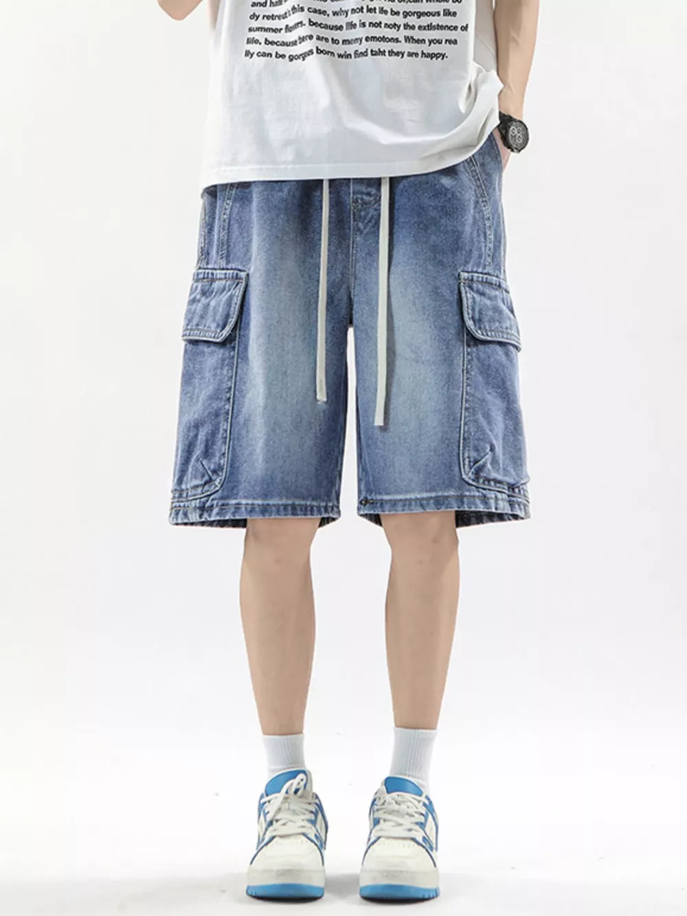 Men's Full Size Wash Drawstring Cargo Shorts Plus Size, image 9