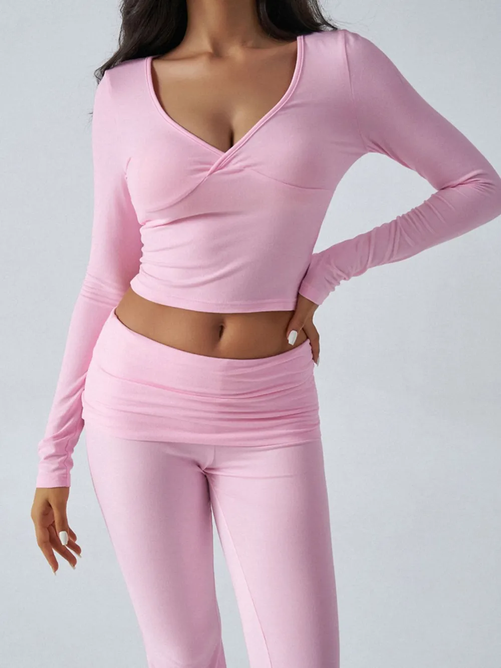 Ruched Long Sleeve Top and Pants Set, image 18