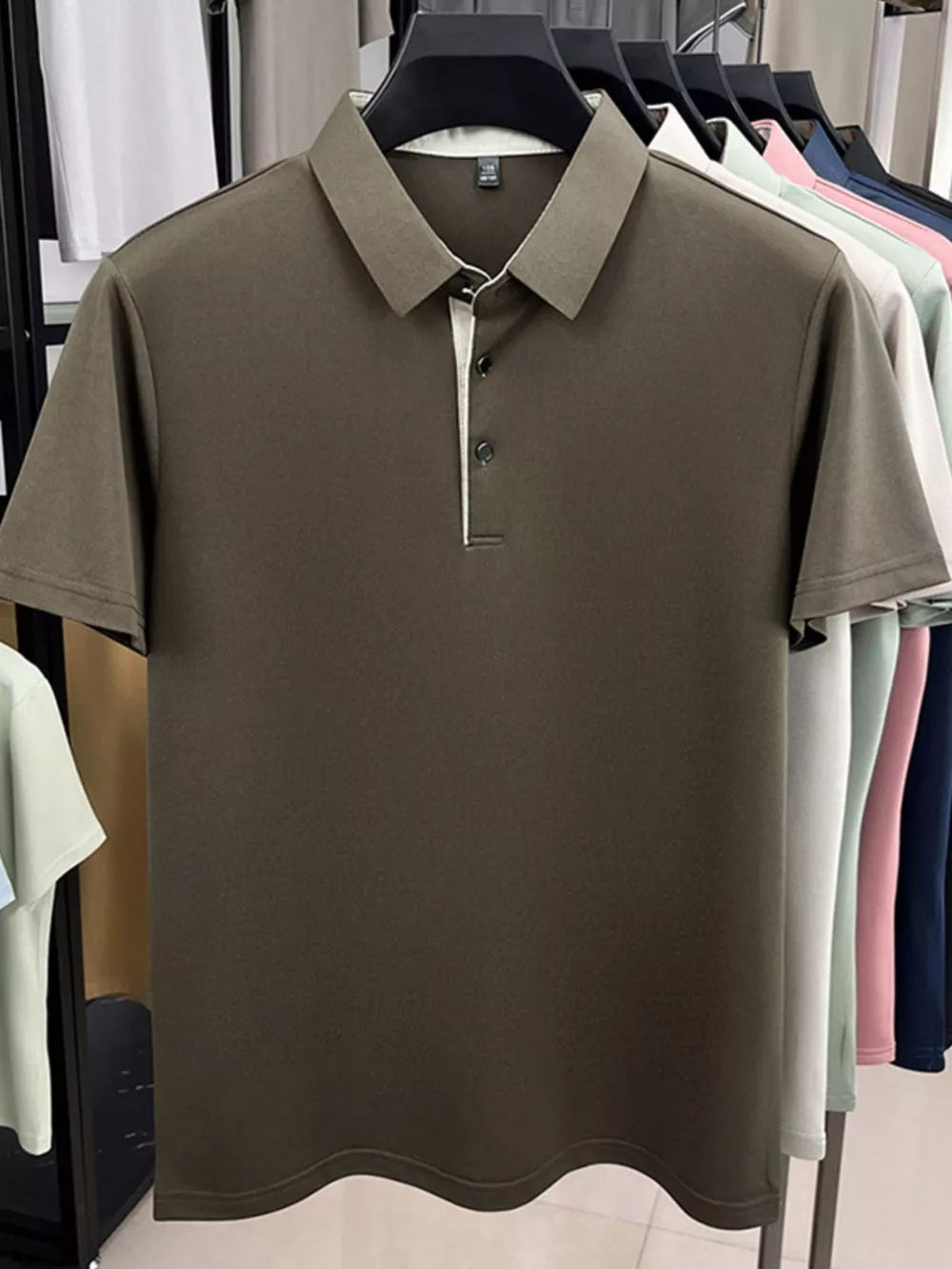 Men's Plus Size Button Detail Short Sleeve Polo, image 7