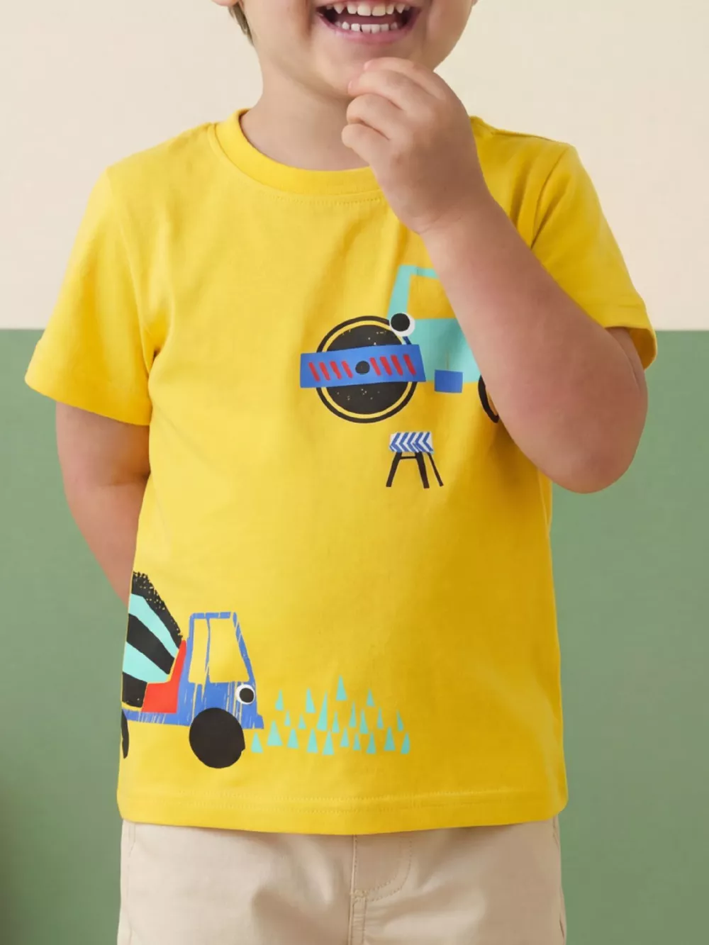 Children's Construction Truck Graphic Short Sleeve T-Shirt