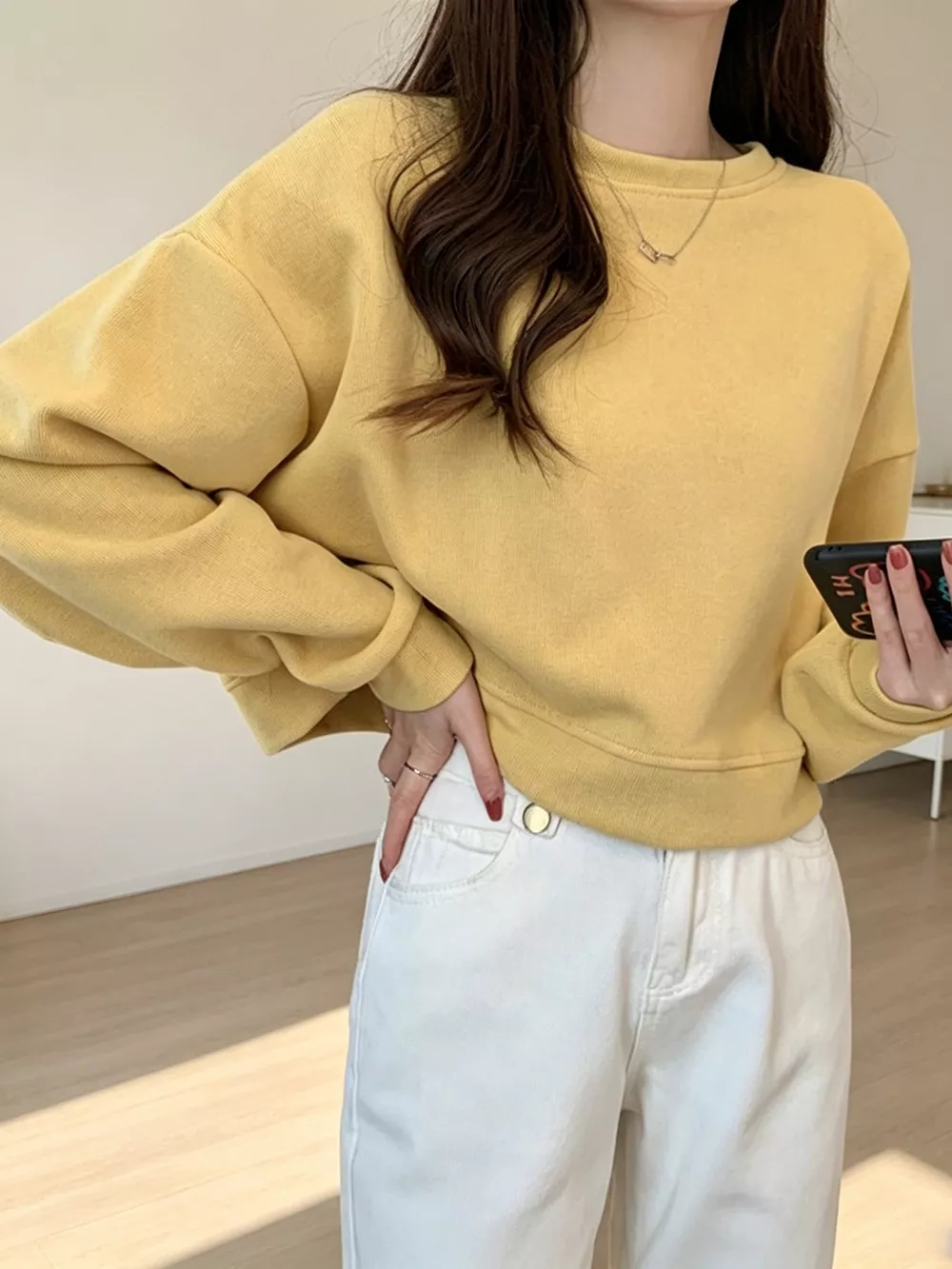 Crew Neck  Drop Shoulder Sweatshirt, image 10