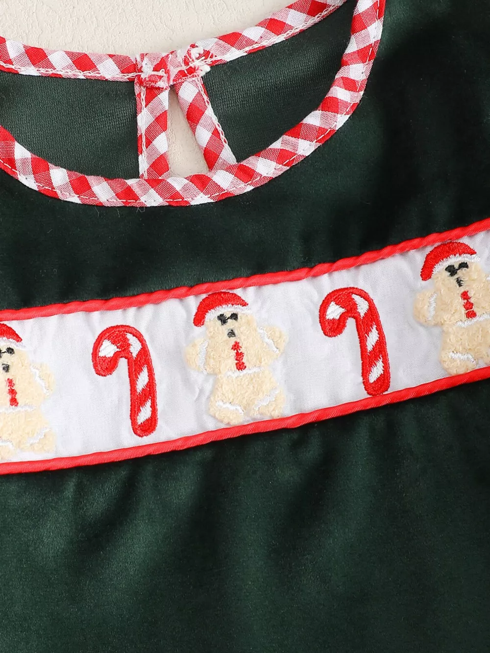 Children's Christmas Gingerbread Embroidered One-Piece Bodysuit, image 4