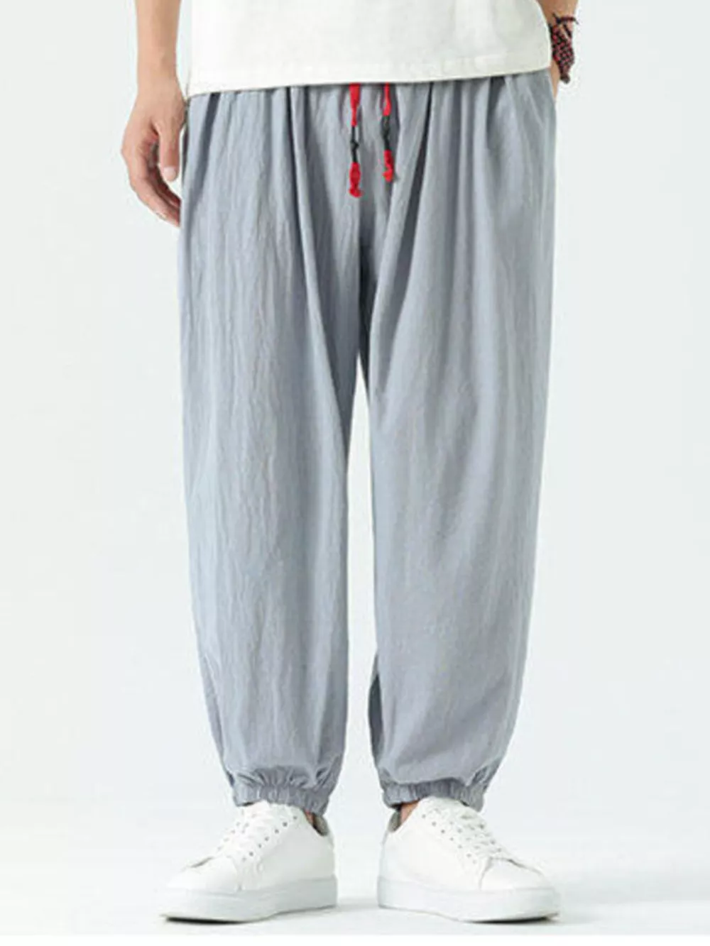 Men's Drawstring Wide Leg Relaxed Fit Pants, image 6
