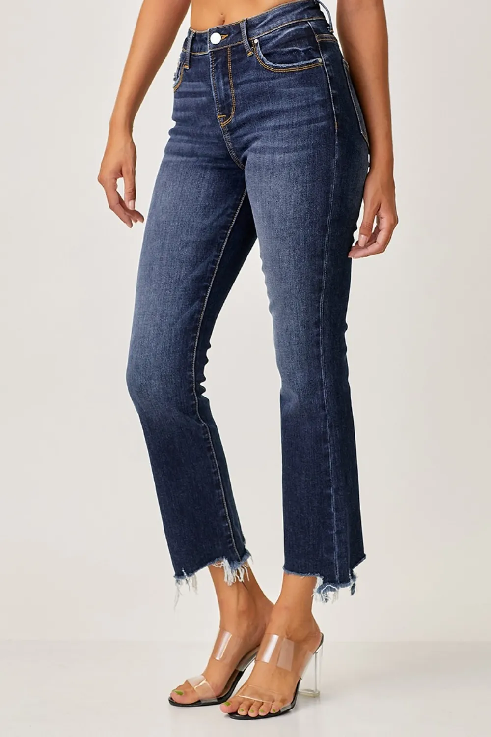 Full Size Frayed Hem Cropped Straight Jeans, image 6