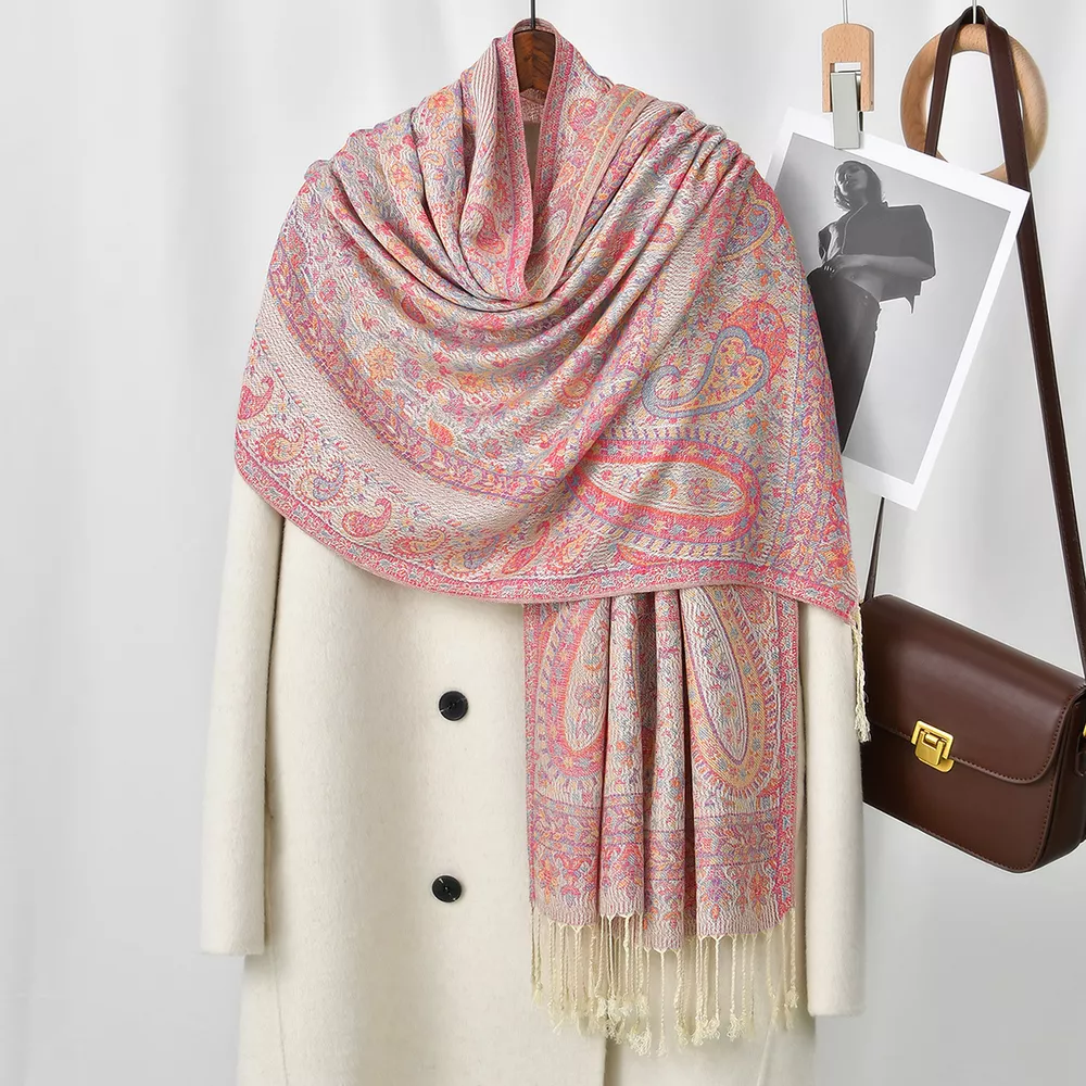 Paisley Patterned Raw Hem Scarf, image 5