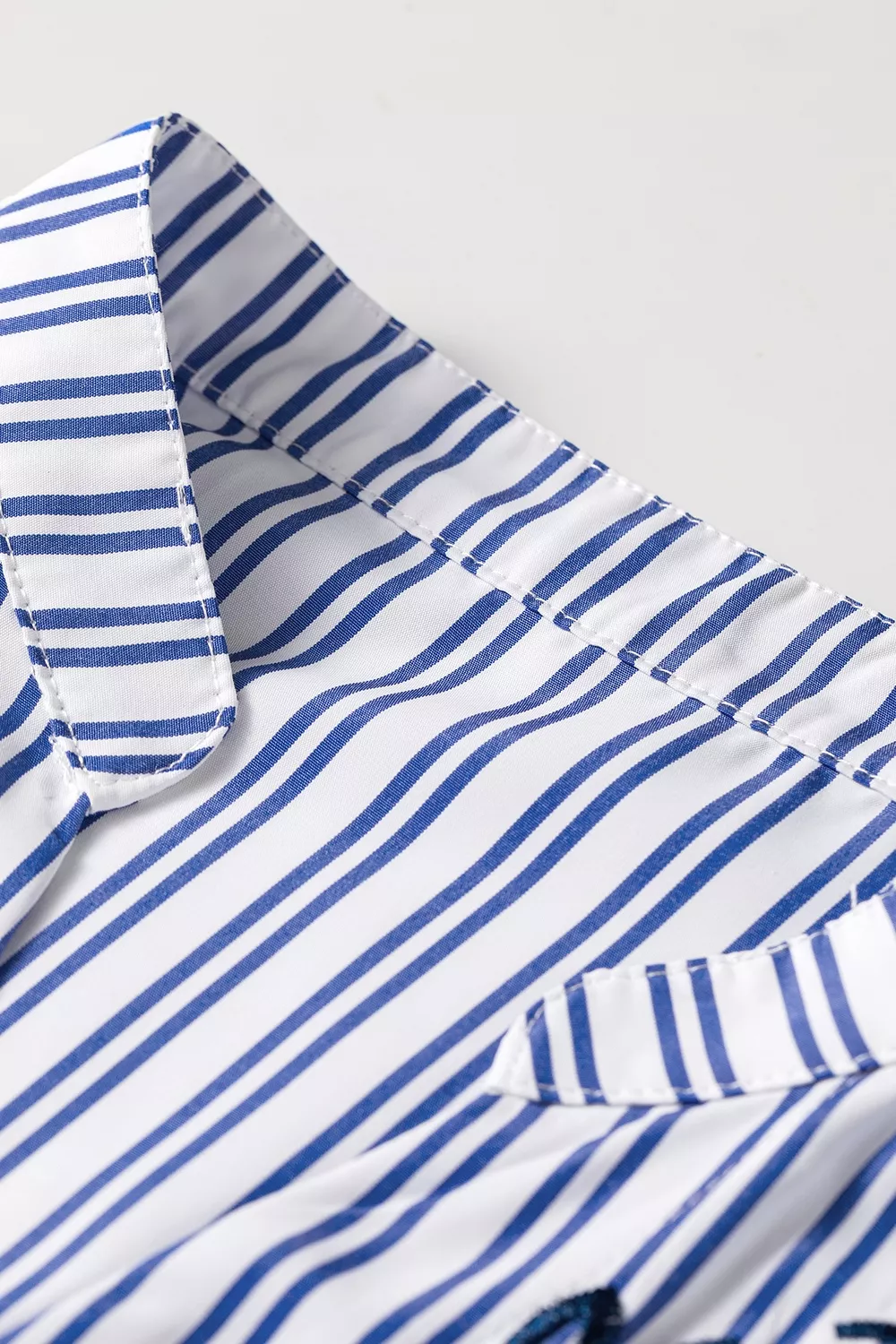 Stripe Embroidered Detail Button Front Long Sleeve Shirt, image 6