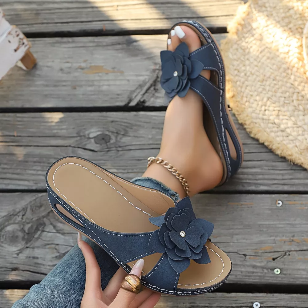 Flower Open Toe Wedge Sandals, image 9