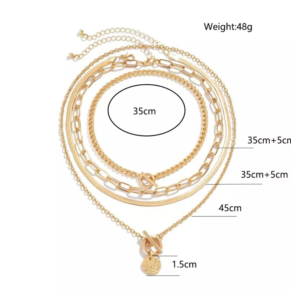 4-Piece Layered Coin Pendant Necklace, image 5