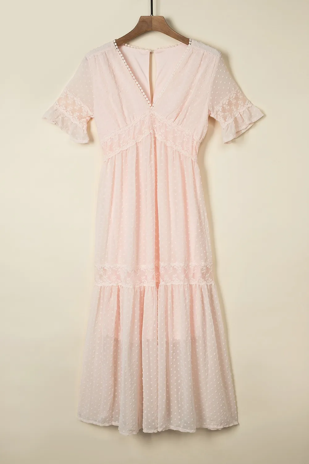 Polka Dot V-Neck Ruffle Midi Dress, image 11