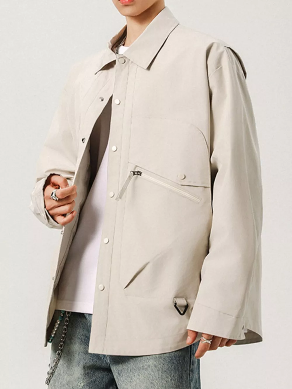 Men's Plus Size Casual Snap-Down Jacket, image 4