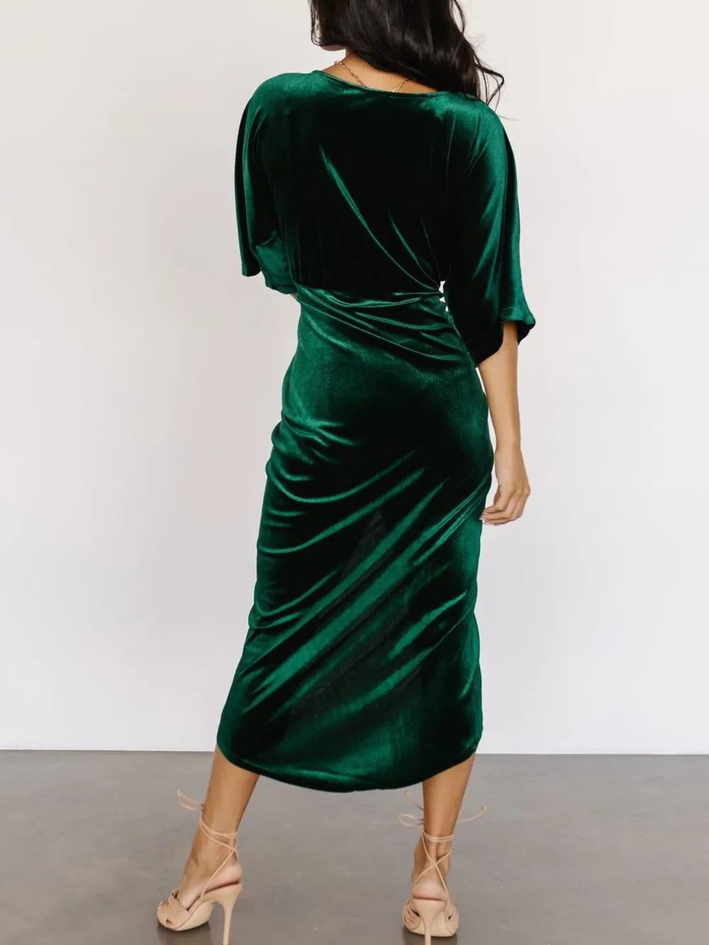 Ruched Surplice Half Sleeve Dress, image 13