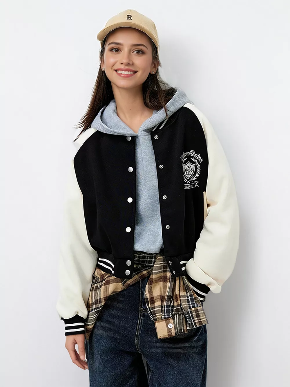 Contrast Sleeve Snap Down Jacket