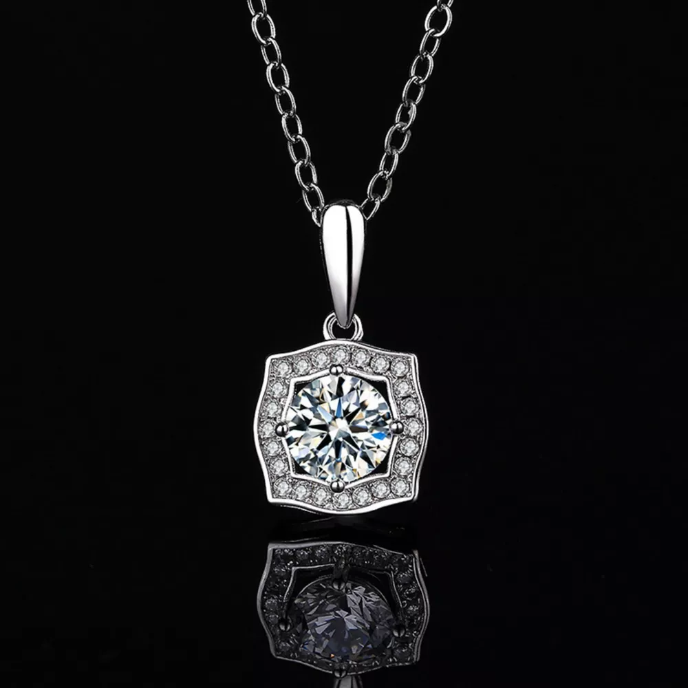 1 Carat Moissanite 925 Sterling Silver Necklace, image 2