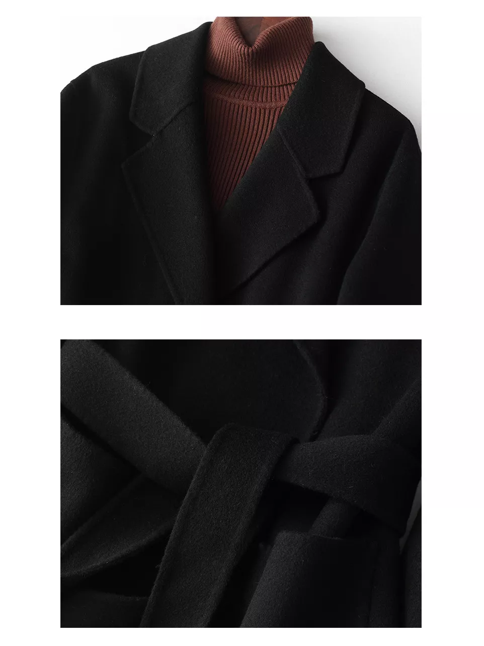 Double-Sided Wool Coat with Belted, image 4