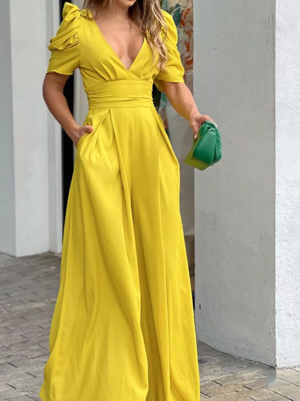 Puff Sleeve Wide Leg Jumpsuit, image 10
