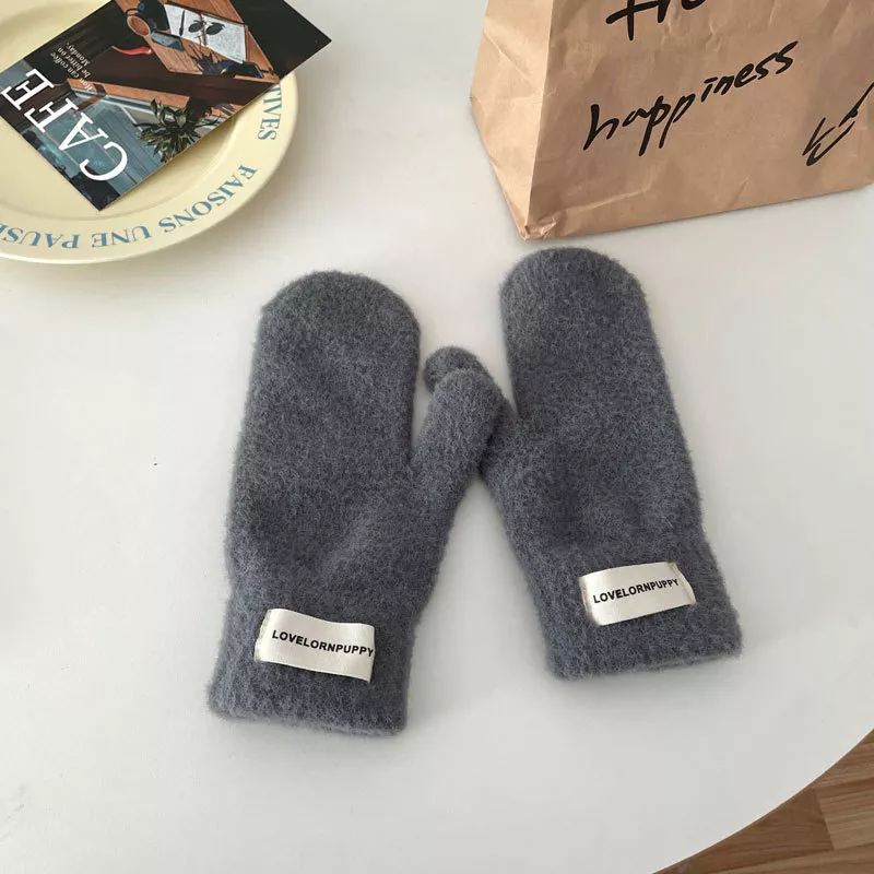 Warm Plush Knitted Mitten Gloves, image 9