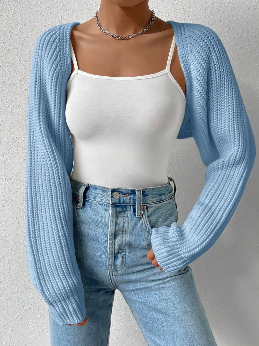 Open Front Long Sleeve Cropped Cardigan, image 19