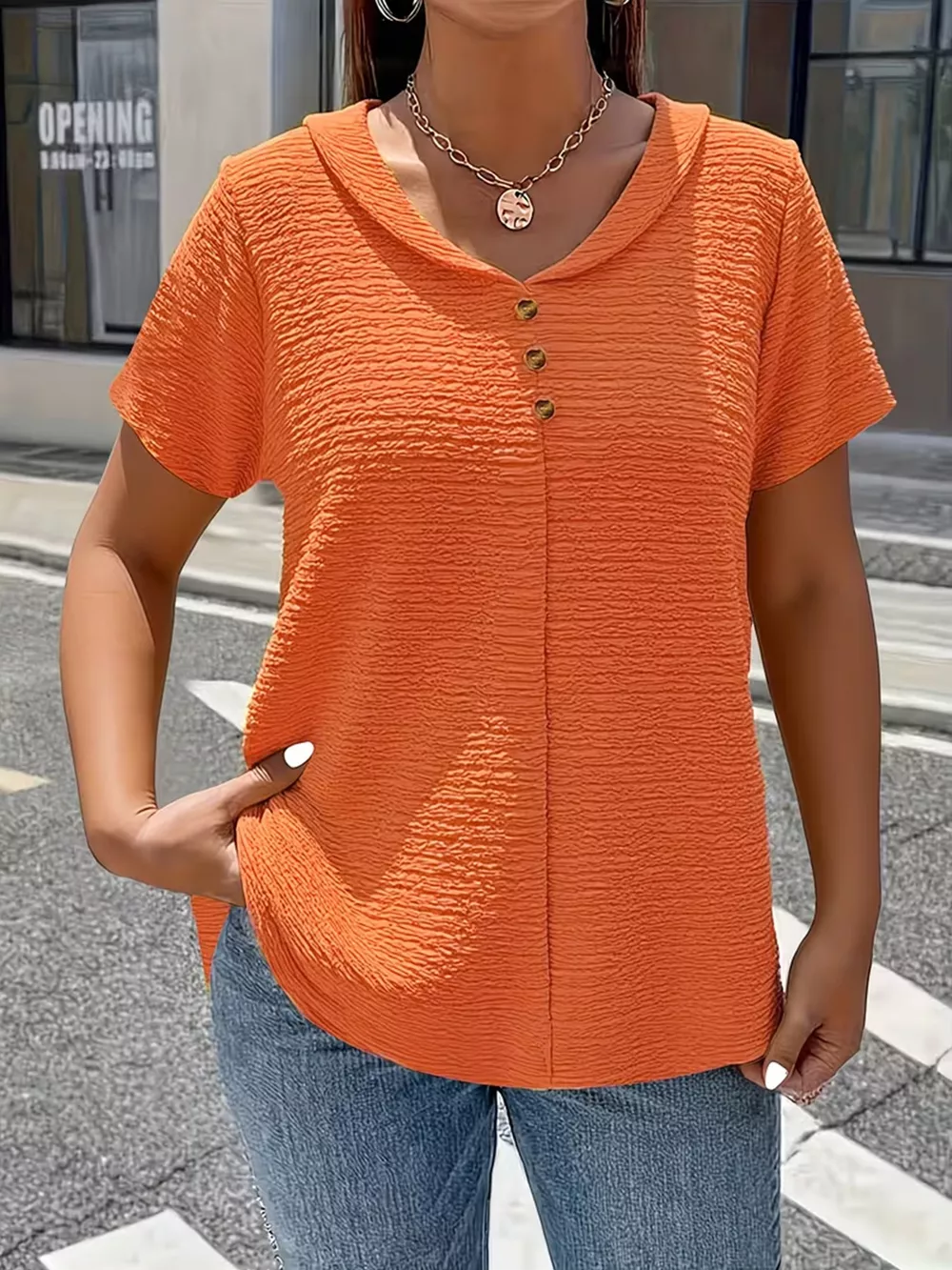 Textured Short Sleeve Blouse, image 2