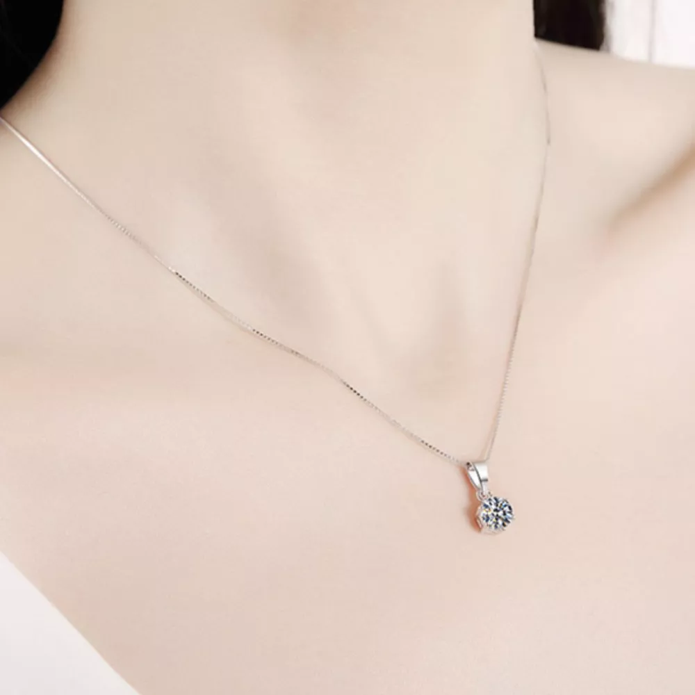 5 Carat Moissanite 925 Sterling Silver Pendant Necklace, image 4
