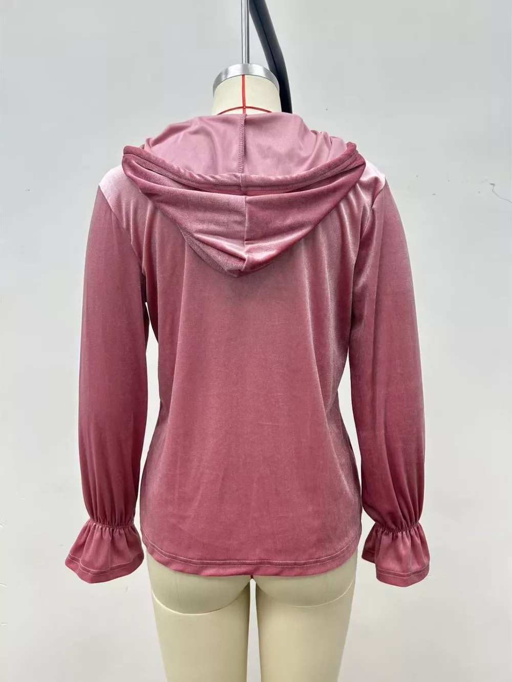 Full Size Velvet Button-Down Hooded Outerwear Plus Size, image 4