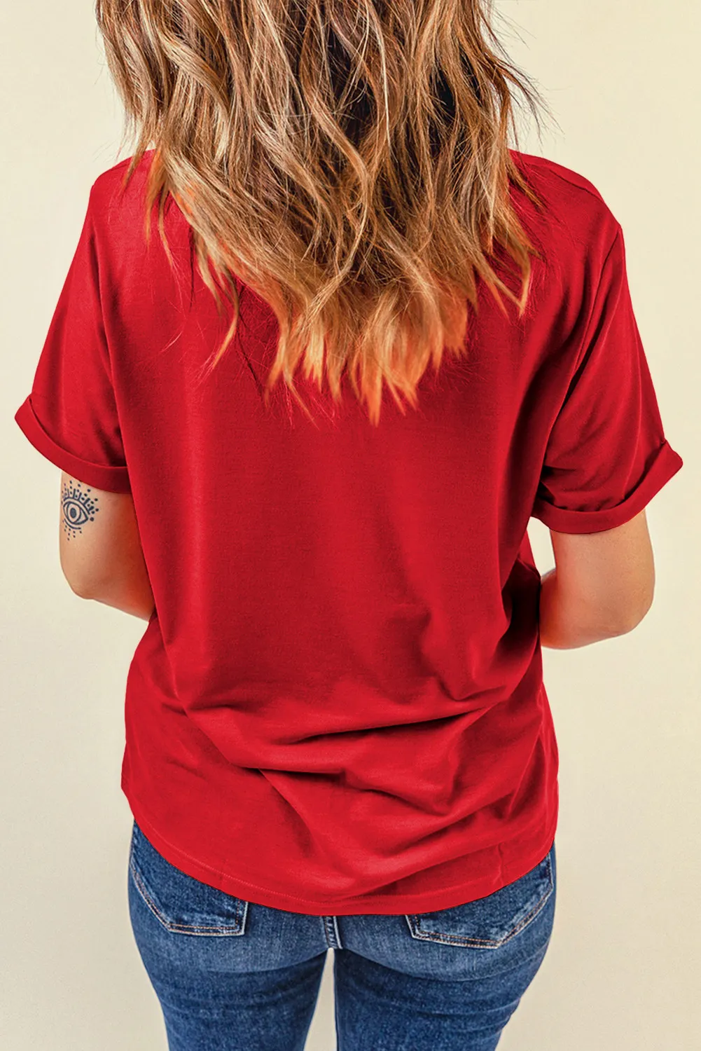 Sequin Christmas Tree Round Neck Short Sleeve T-Shirt, image 3