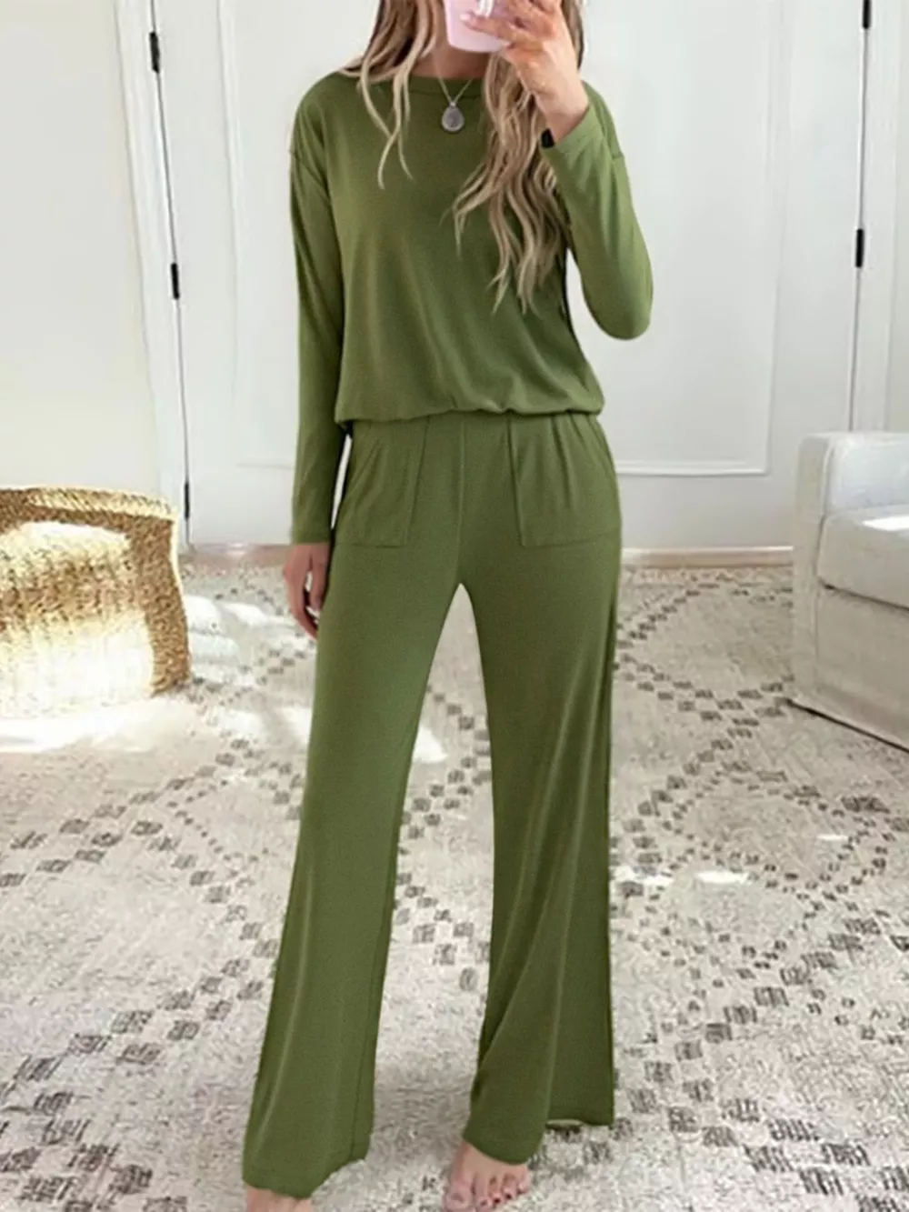 Long Sleeve Top and Wide Leg Pants Set, image 10