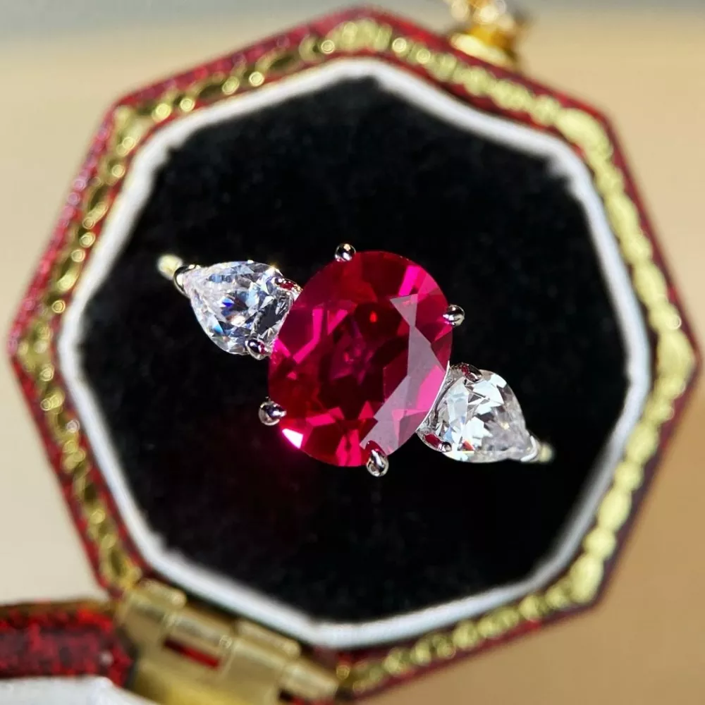 925 Sterling Silver Zircon Oval Ring, image 2