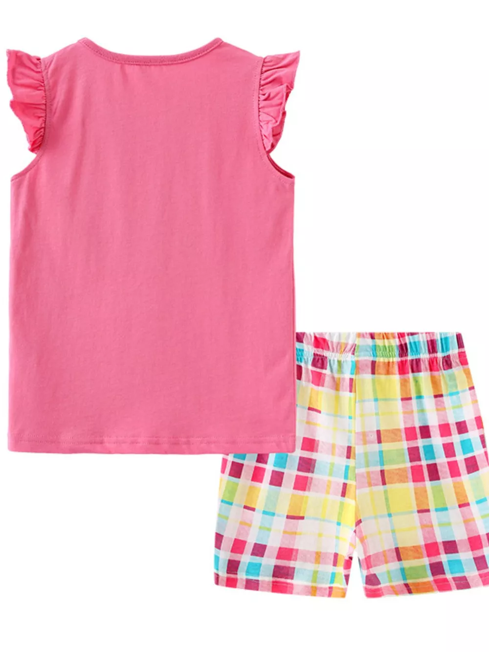 Children's Butterfly Flutter Sleeve Top and Plaid Shorts Set, image 4