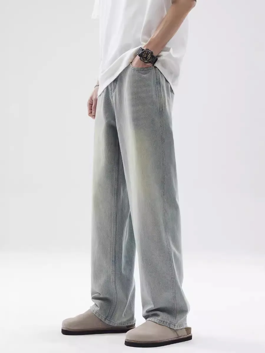 Men's Full Size Vintage Washed Wide Leg Relaxed Fit Jeans Plus Size, image 2