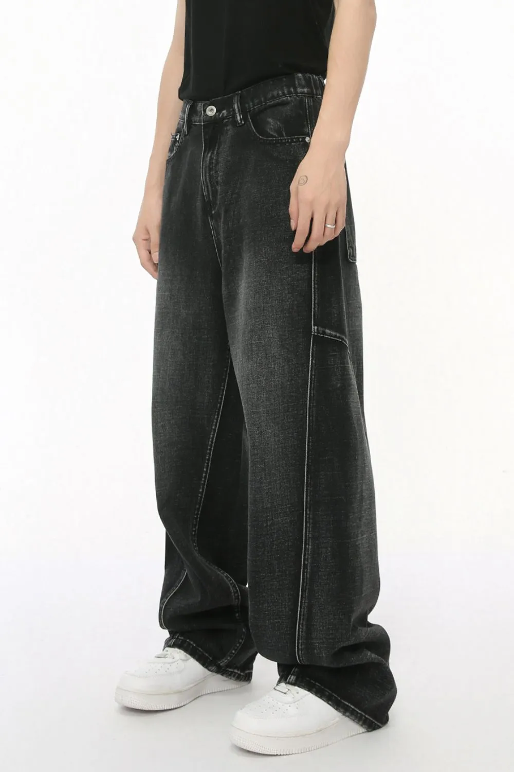 Panelled Straight Leg Jeans, image 2