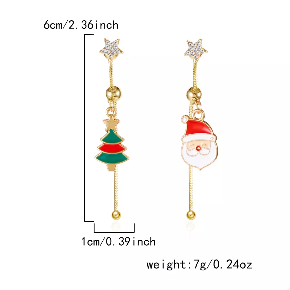 Christmas Santa Asymmetrical Drop Earrings, image 8