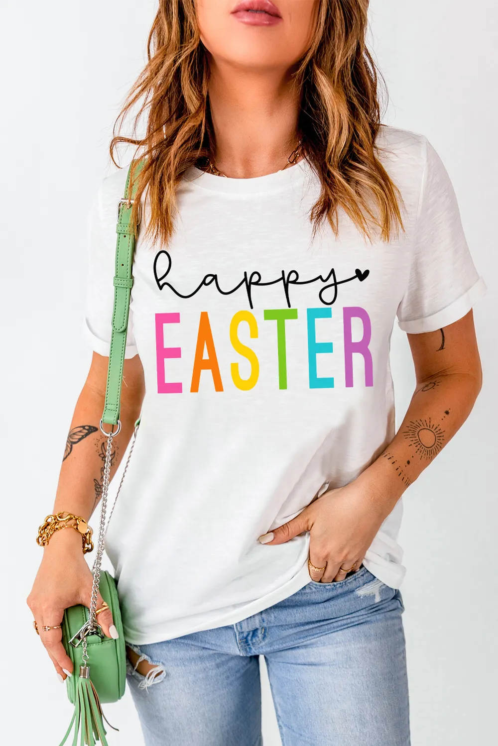 HAPPY EASTER Round Neck Short Sleeve T-Shirt