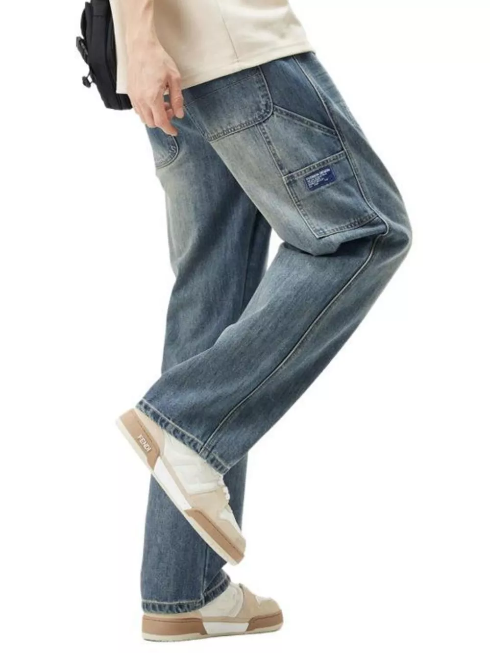 Men's Washed Wide Leg Jeans, image 6
