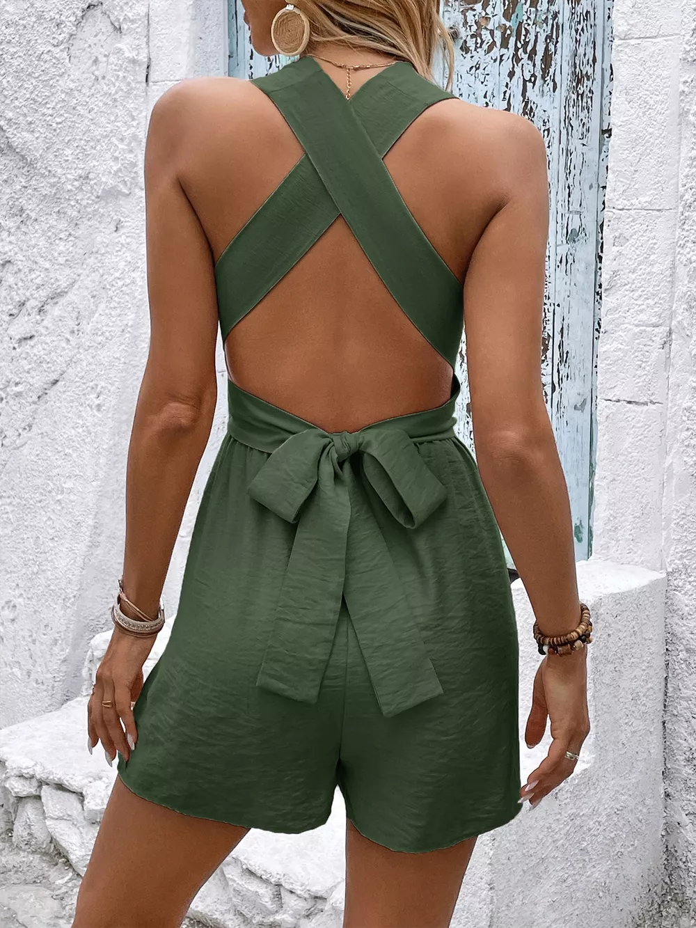 Crisscross Back Sleeveless Romper, image 9